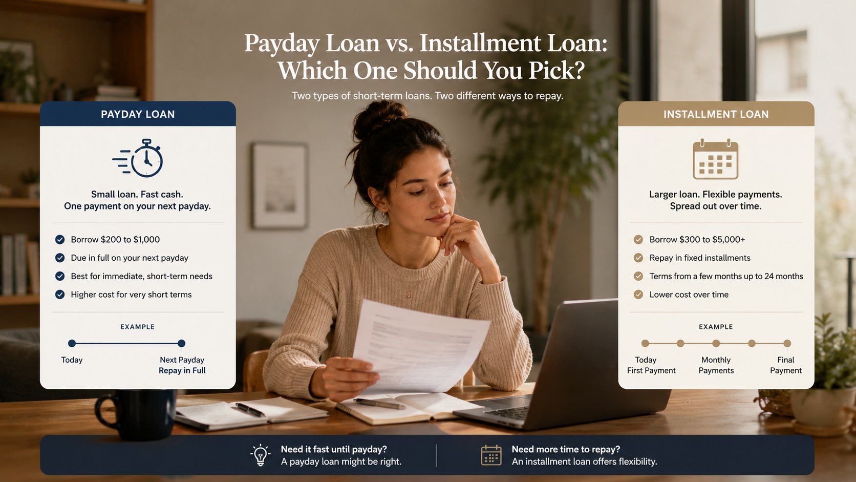 Payday Loan vs. Installment Loan — which one to pick